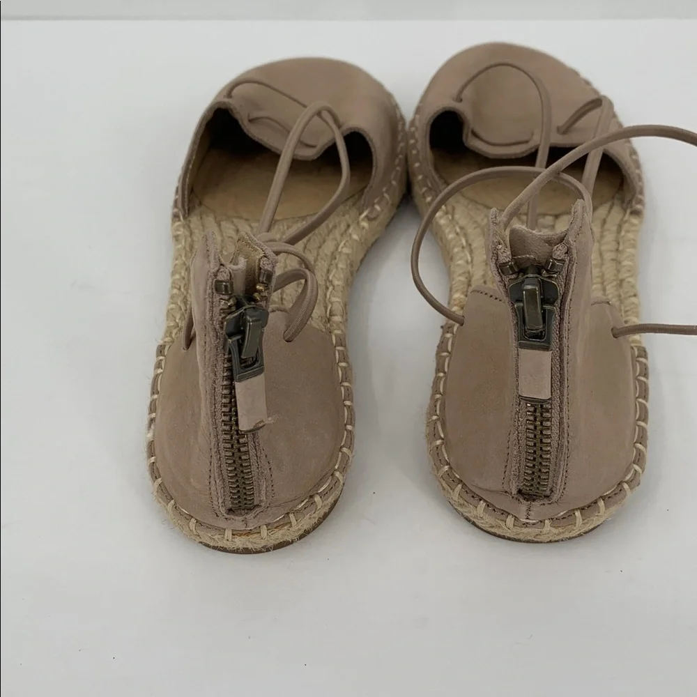 Eileen Fisher Lace-up Espadrille Shoe tan brown strappy leather flat women 7